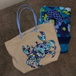 Vera Bradley beach bag and beach towel.